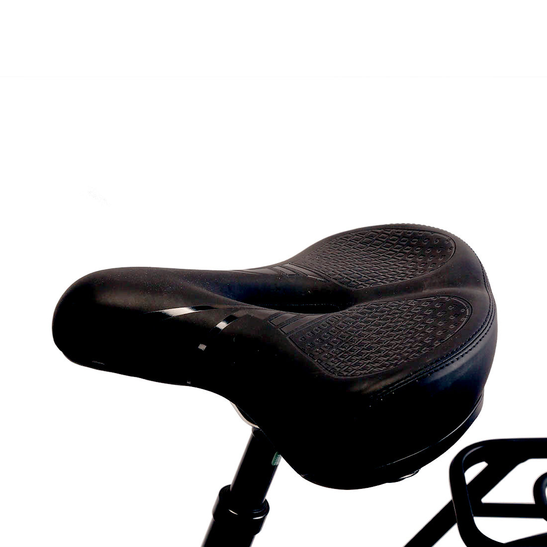 Black bicycle seat on a white background