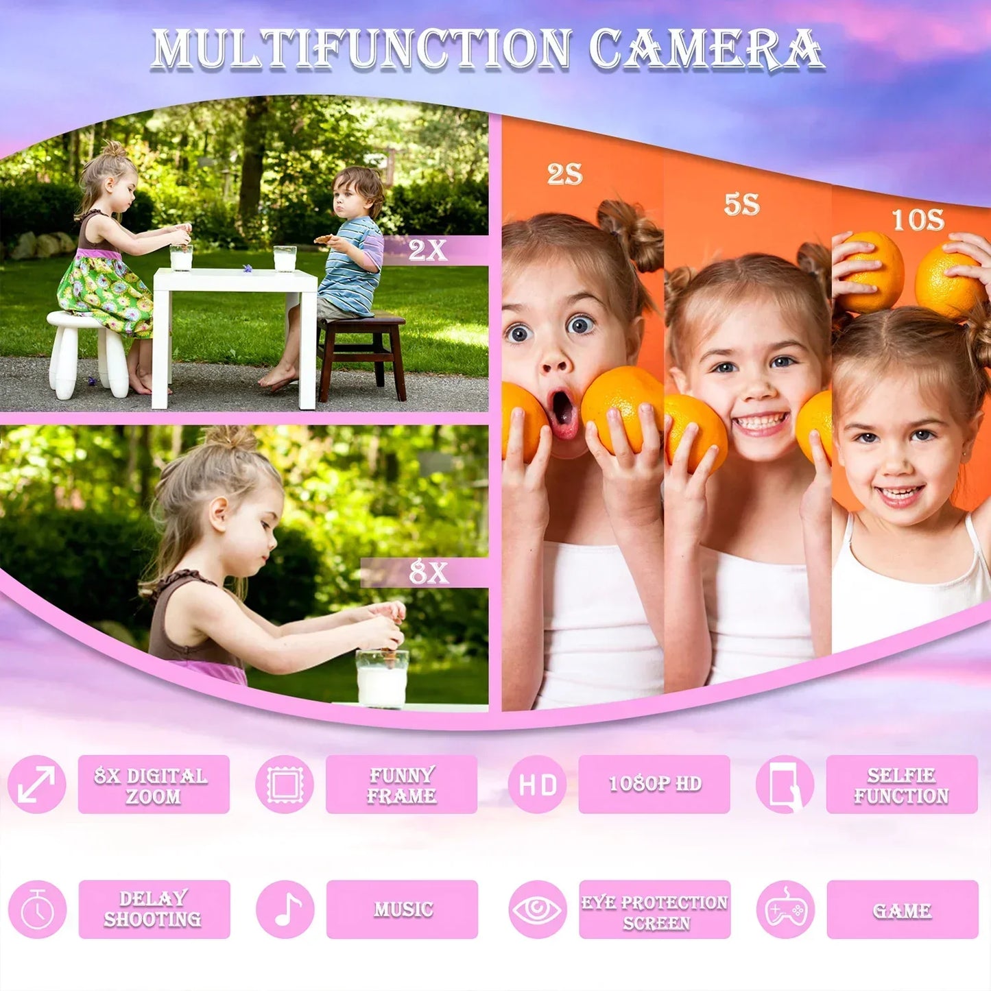 Axis-Dynamics | Kids Mini Camera Unicorn 1080P Hd 2-Inch Screen