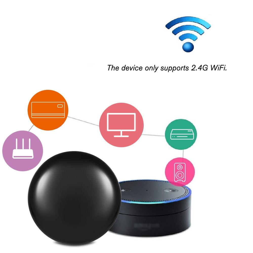 Black wireless router with 2.4G WiFi symbol and icons indicating supported devices on a white background.
