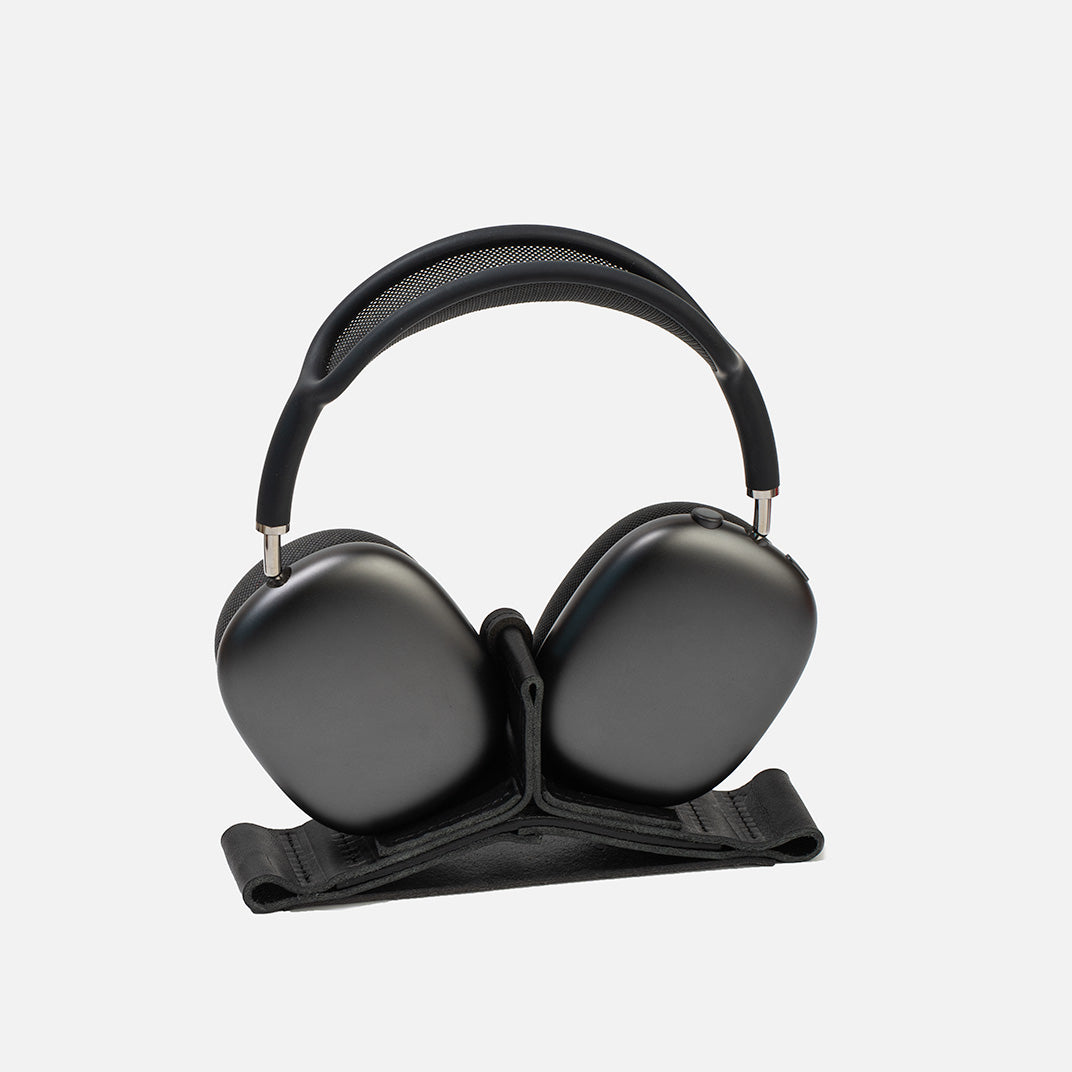 Black over-ear headphones on a white background