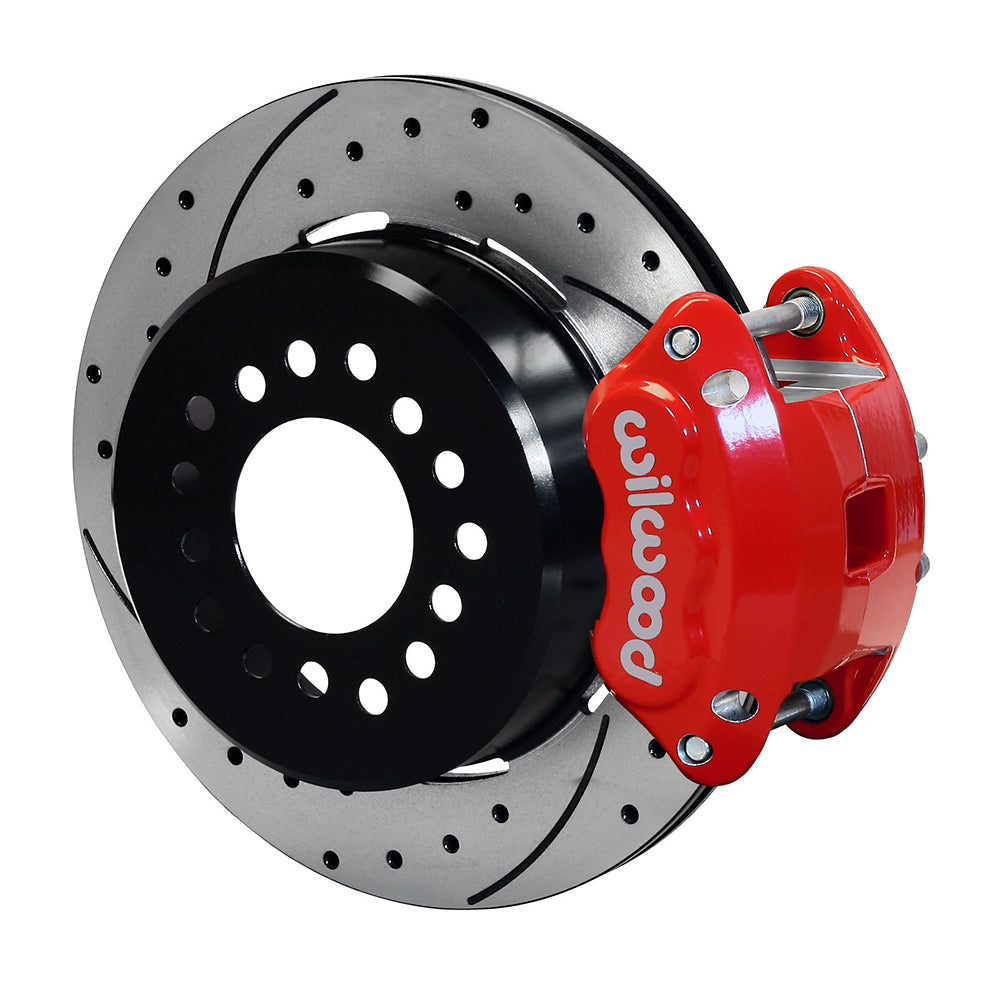 Brake disc with red caliper on a white background. Best automotive parts and accessory online shop. Axis-Dynamics.
