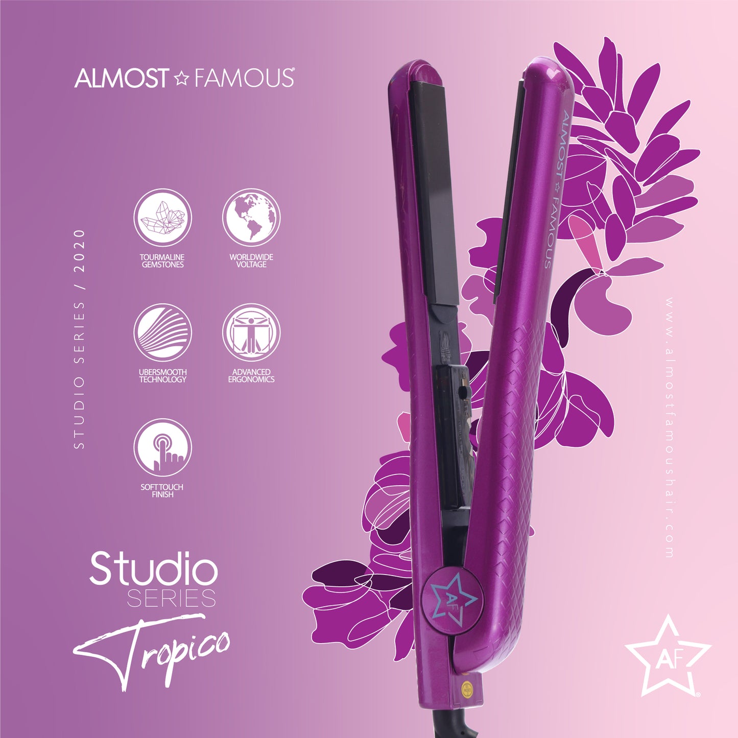 Axis-Dynamics | Almost Famous 1.25" Tropico Studio Flat Iron with Water print Design