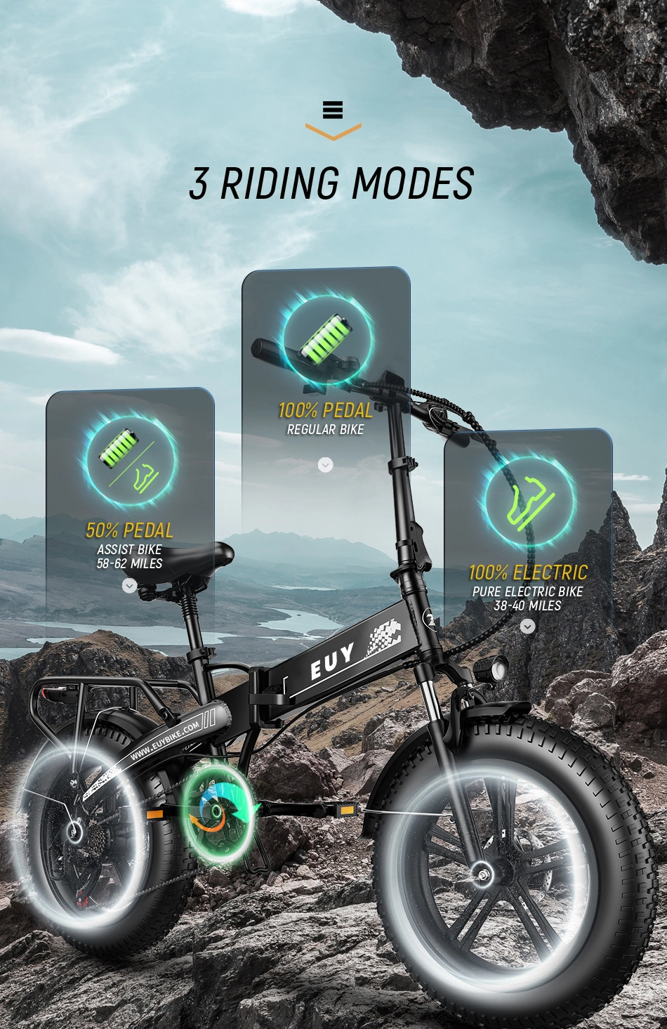 Electric bikes for hilly terrain with strong torque Electric Bike 750W Motor Fat Tire Ebike with Samsung 48V Battery | Axis-Dynamics