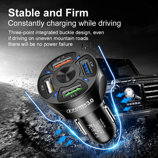 4 USB Car Charger Fast 7A QC3.0 Quick Car Chargr Adapter | Axis-Dynamics