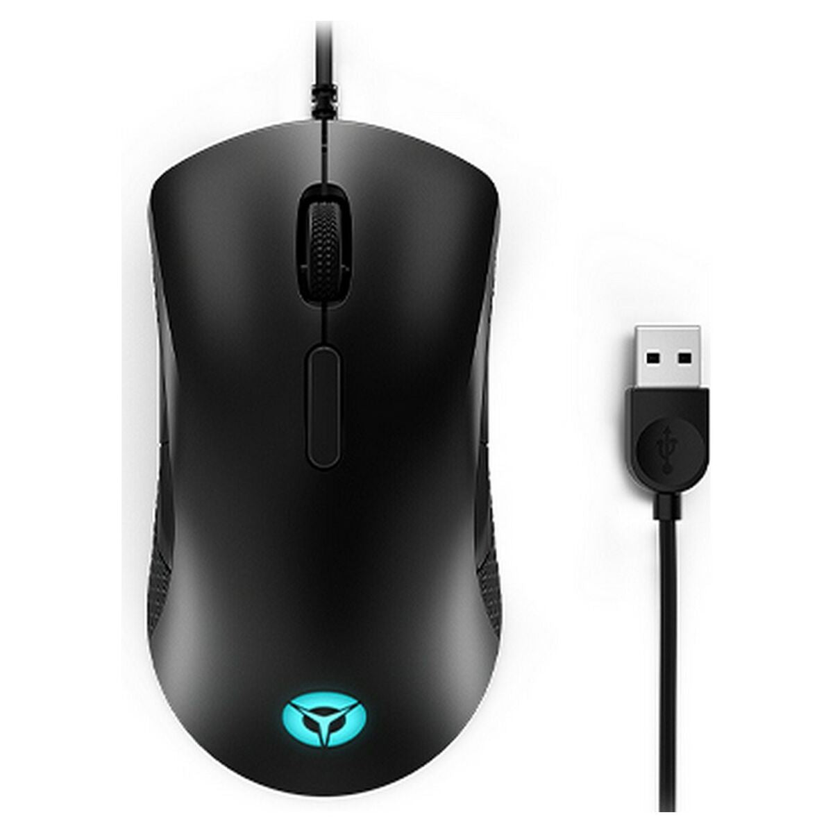 Black gaming mouse with USB cable on a white background. Best computer parts and accessories online shop Axis-Dynamics 