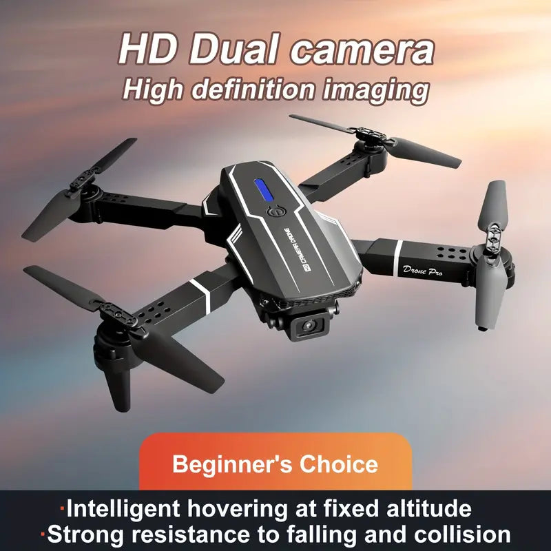 Black drone with dual camera on a gradient background, labeled as 'Beginner's Choice'.