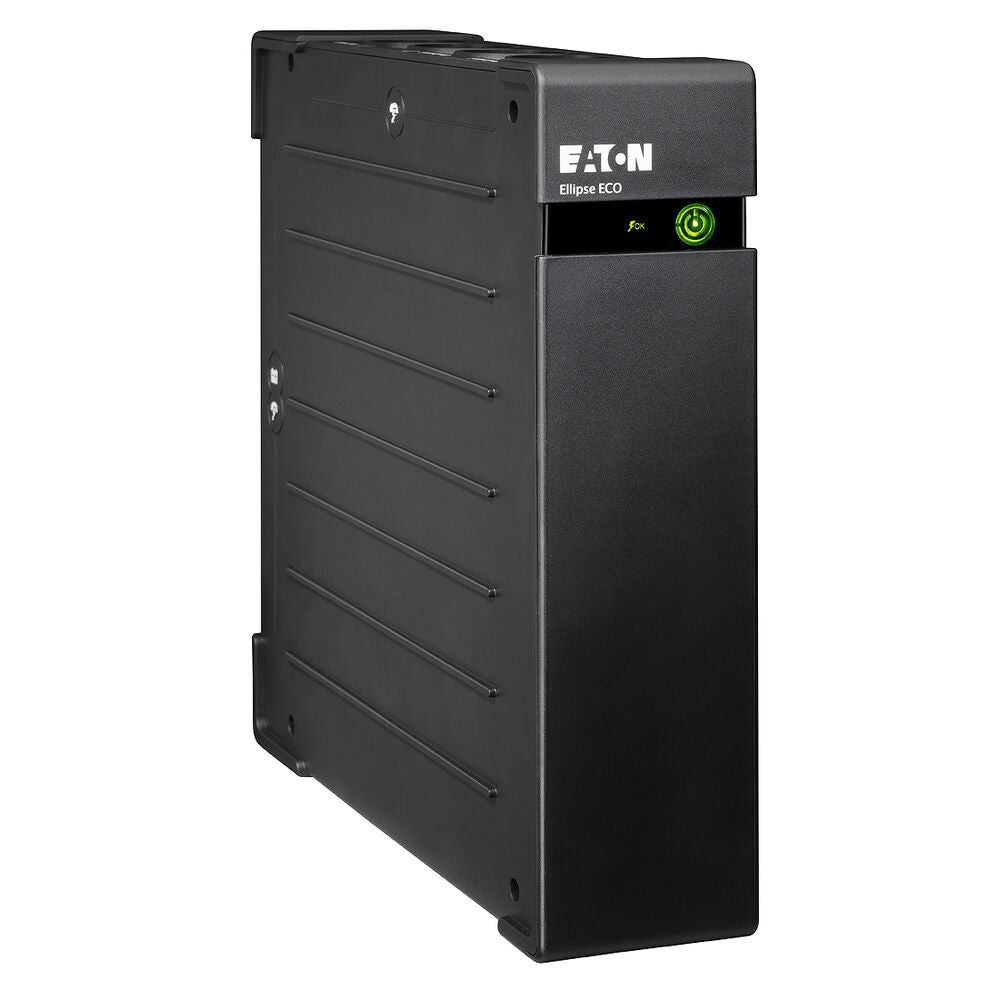 Black Eaton power supply unit on a white background
