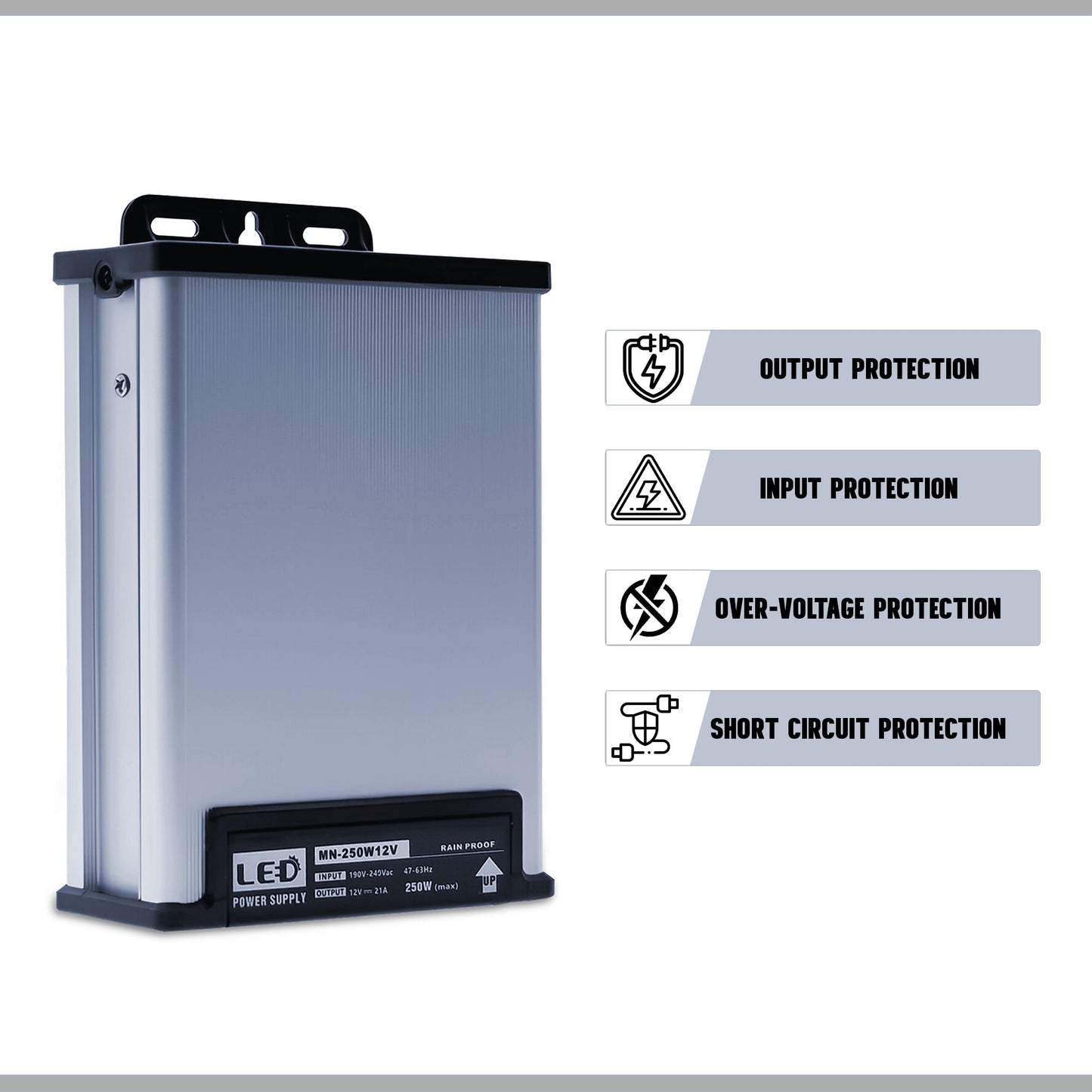 Battery pack with protection features on a white background