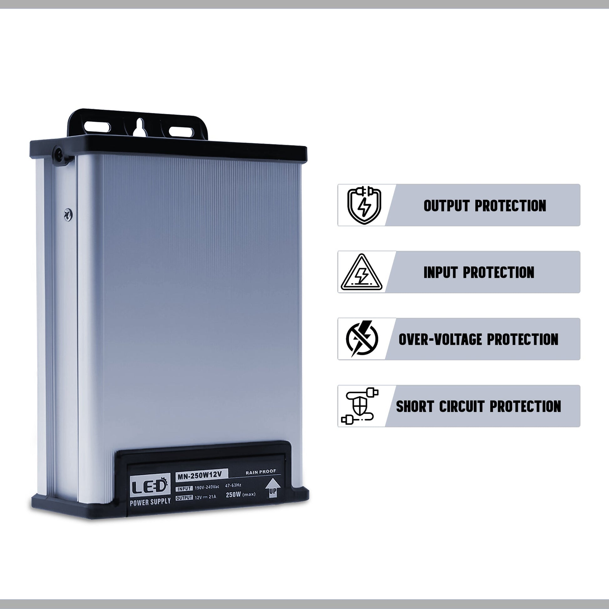 Battery pack with protection features on a white background