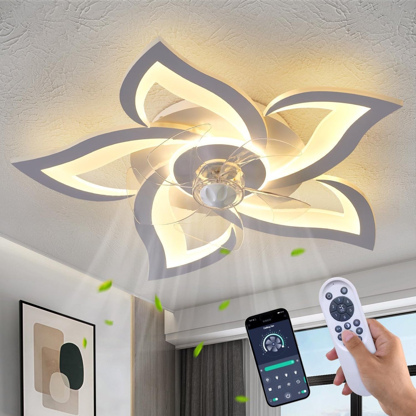 Twenty Four Inch White LED Reversible Ceiling Fan With Lights