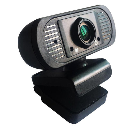 Black webcam on a white background