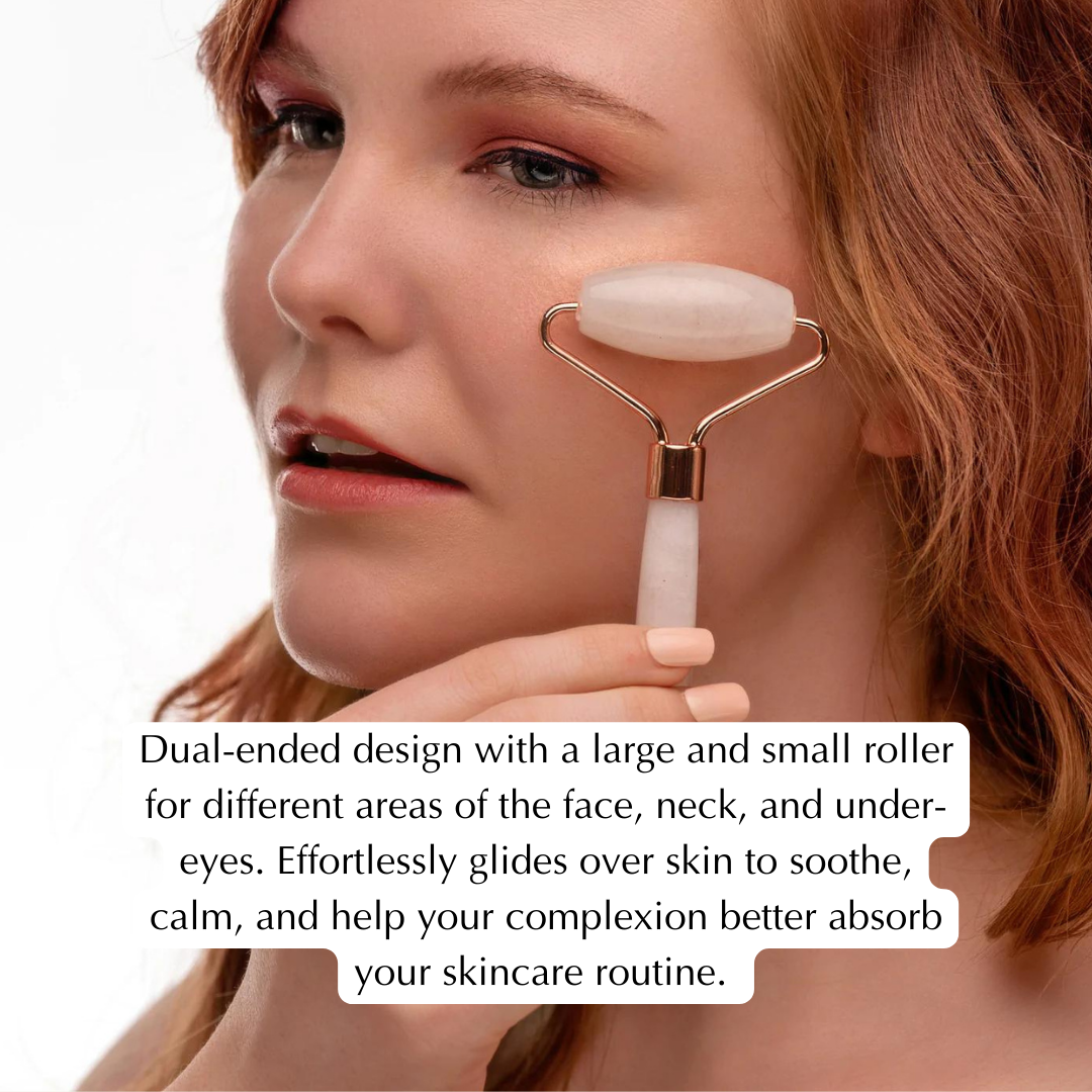 Rose Quartz Facial Roller – Dual-Ended Beauty Tool for Calming,