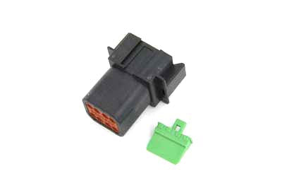Black relay with orange label and green clip on a white background.  Best automotive parts and accessory online shop. Axis-Dynamics.