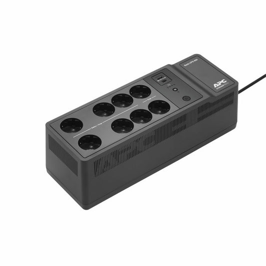 Black power strip with multiple sockets and APC branding on a white background. Best computer accessories for sale. Axis-Dynamics