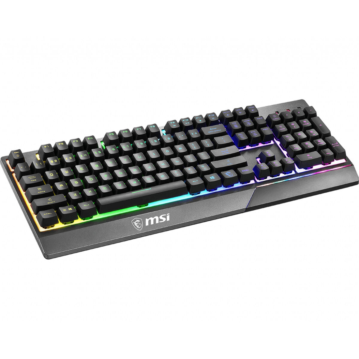 Gaming keyboard with RGB lighting on a white background. Computer parts and accessories for sale. Axis-Dynamics