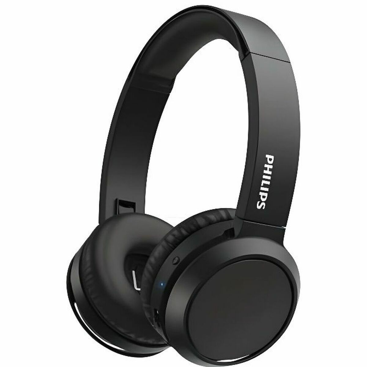 Black Philips headphones on a white background