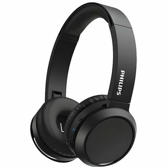 Black Philips headphones on a white background