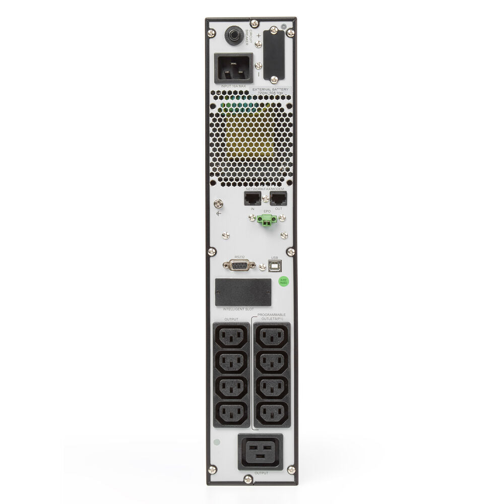 Back view of a power supply unit with multiple connectors on a white background