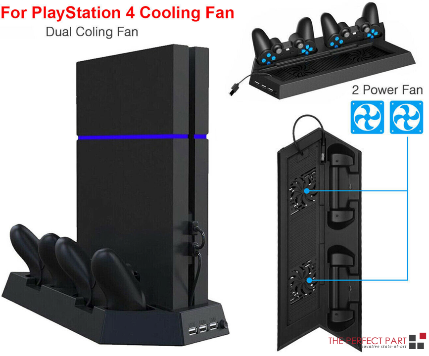 PlayStation 4 cooling fan with dual cooling system and power fan features on a white background.