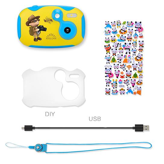 Children's camera set with accessories on a white background