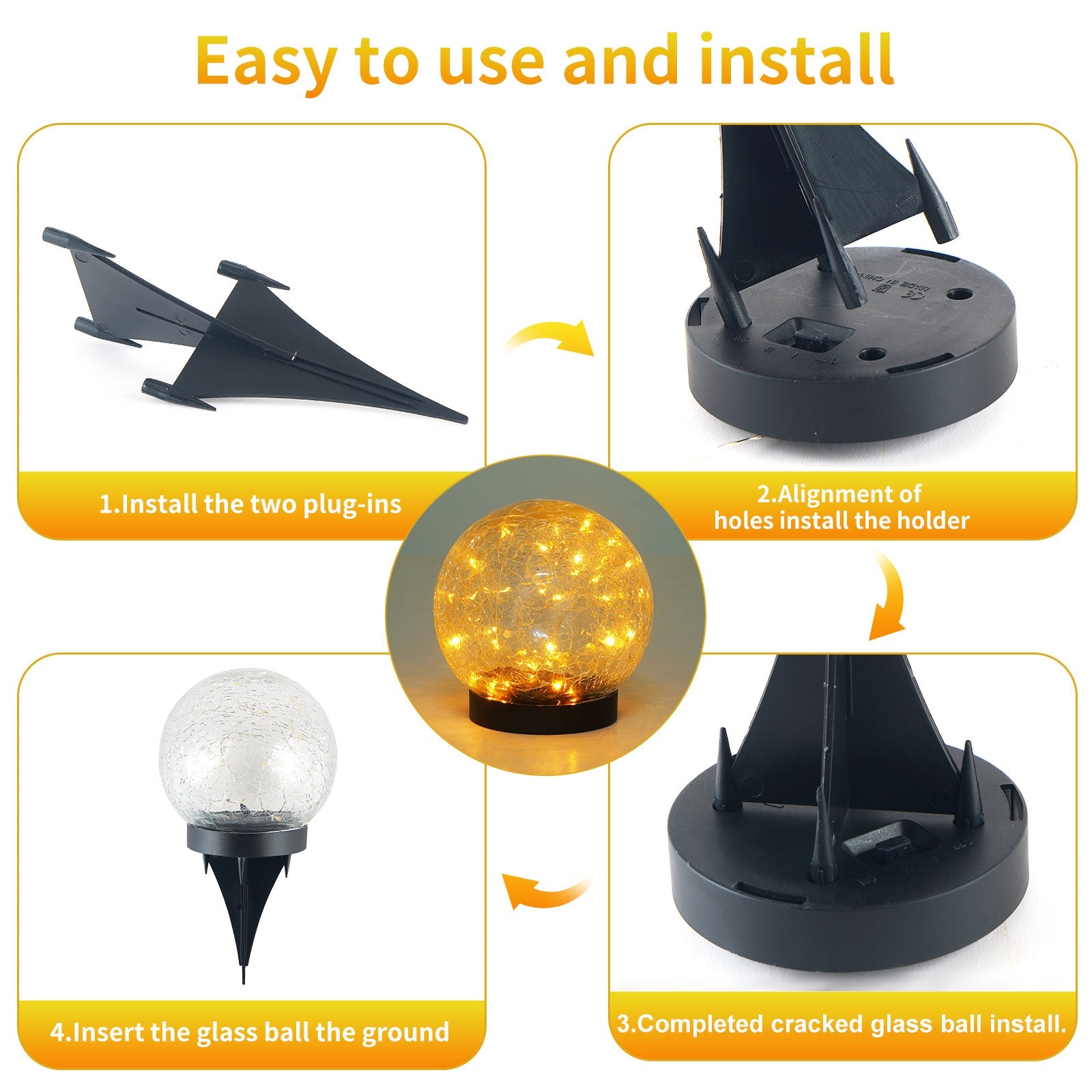 Step-by-step guide on how to use and install a decorative glass ball light.