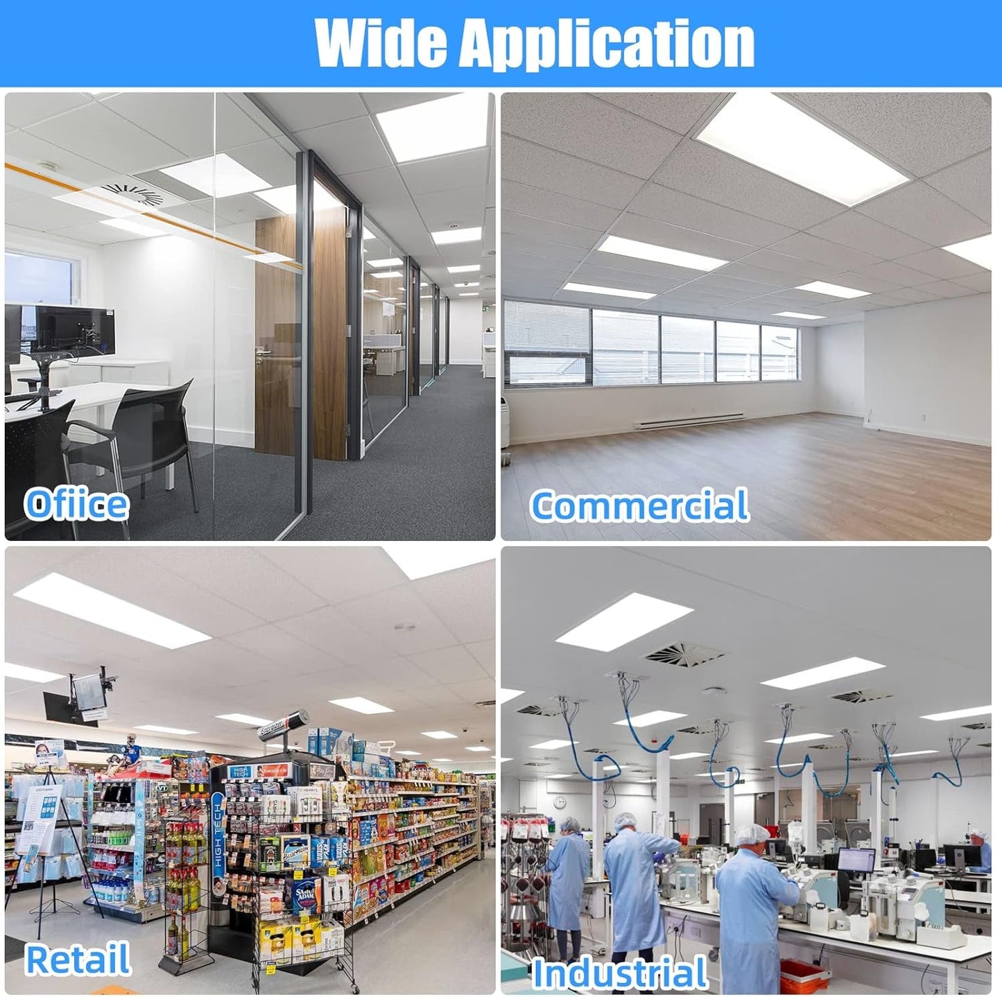 2x4 LED Flat Panel Light 4 Pack Dimmable 7800LM 5000K Ceiling Lighting