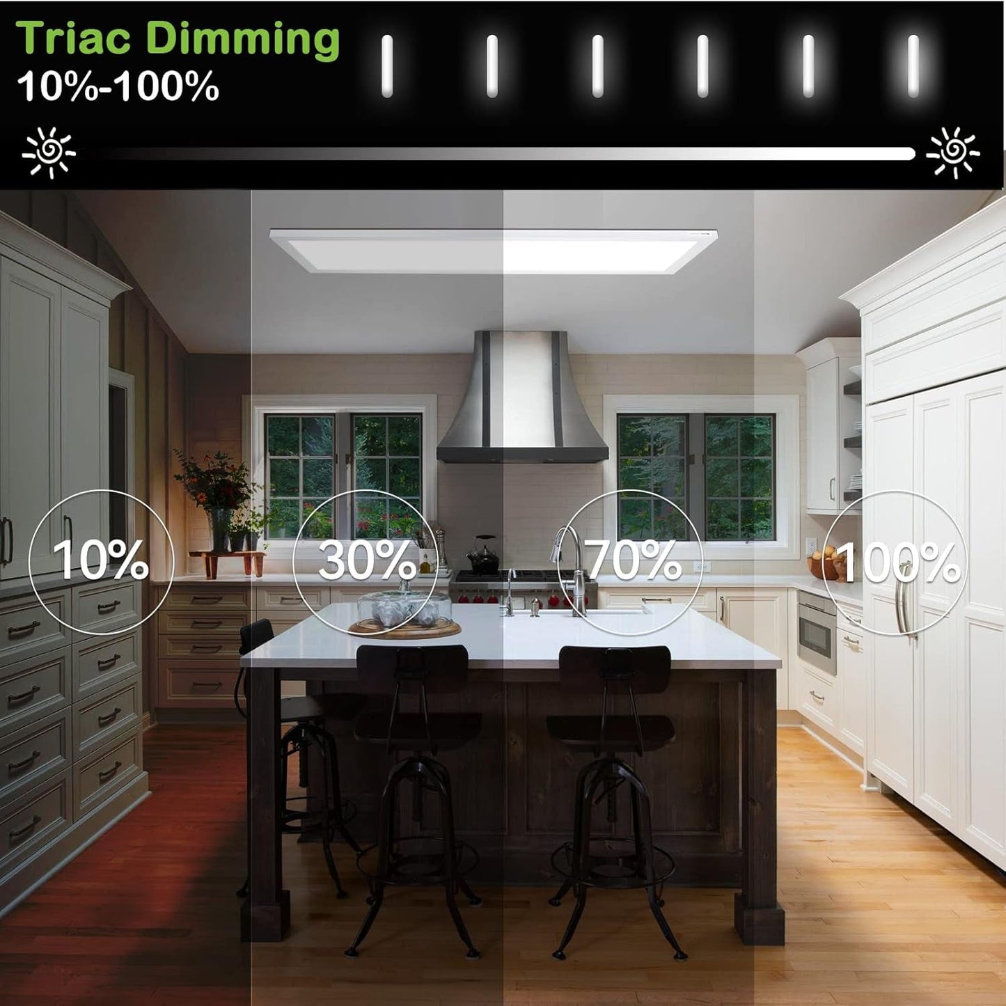 1X4 Ft Led Flat Panel Light Dimmable Selectable Color Temperature