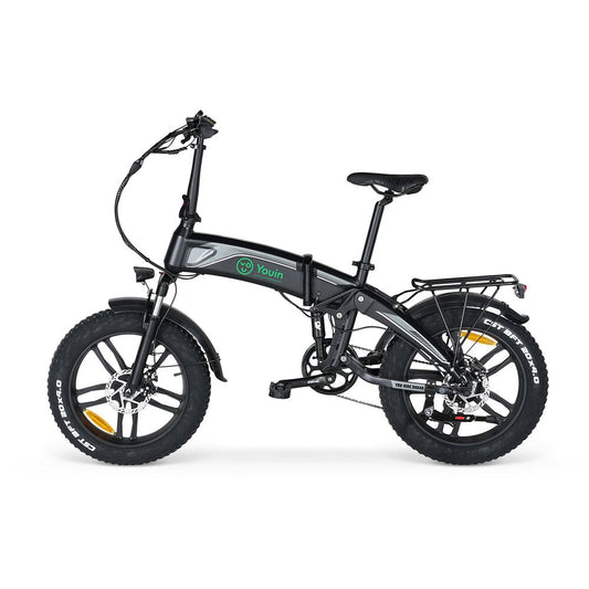 Black electric bike with 'Youin' branding on a white background
