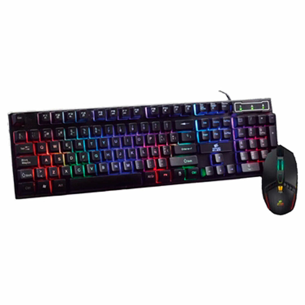 Gaming keyboard and mouse set with RGB lighting on a white background. Best computer parts and accessories online shop Axis-Dynamics 
