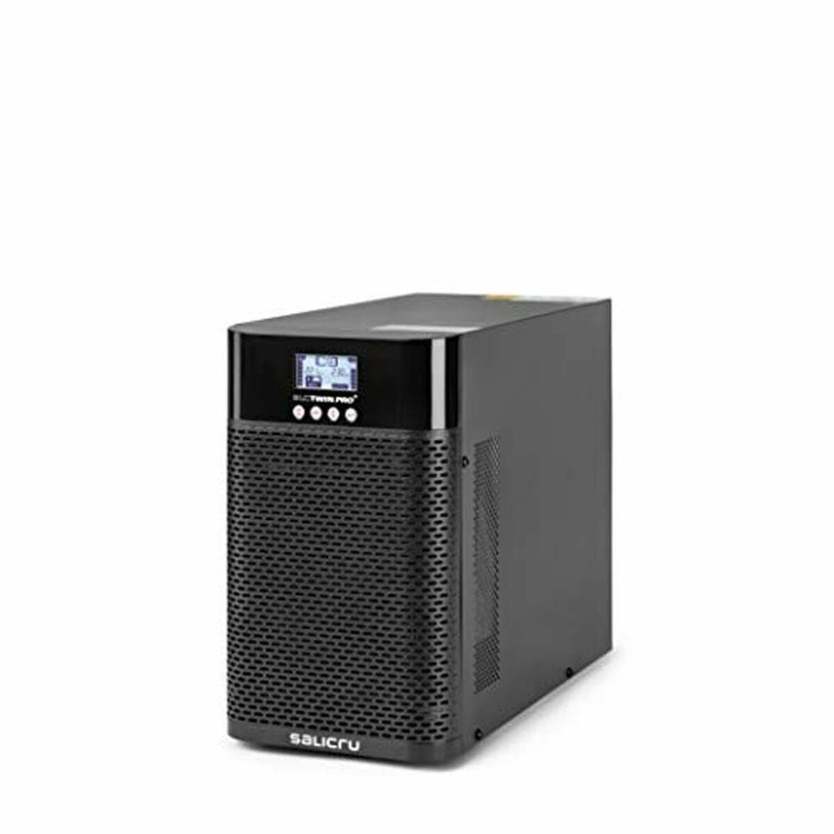 Black power supply unit with digital display on a white background