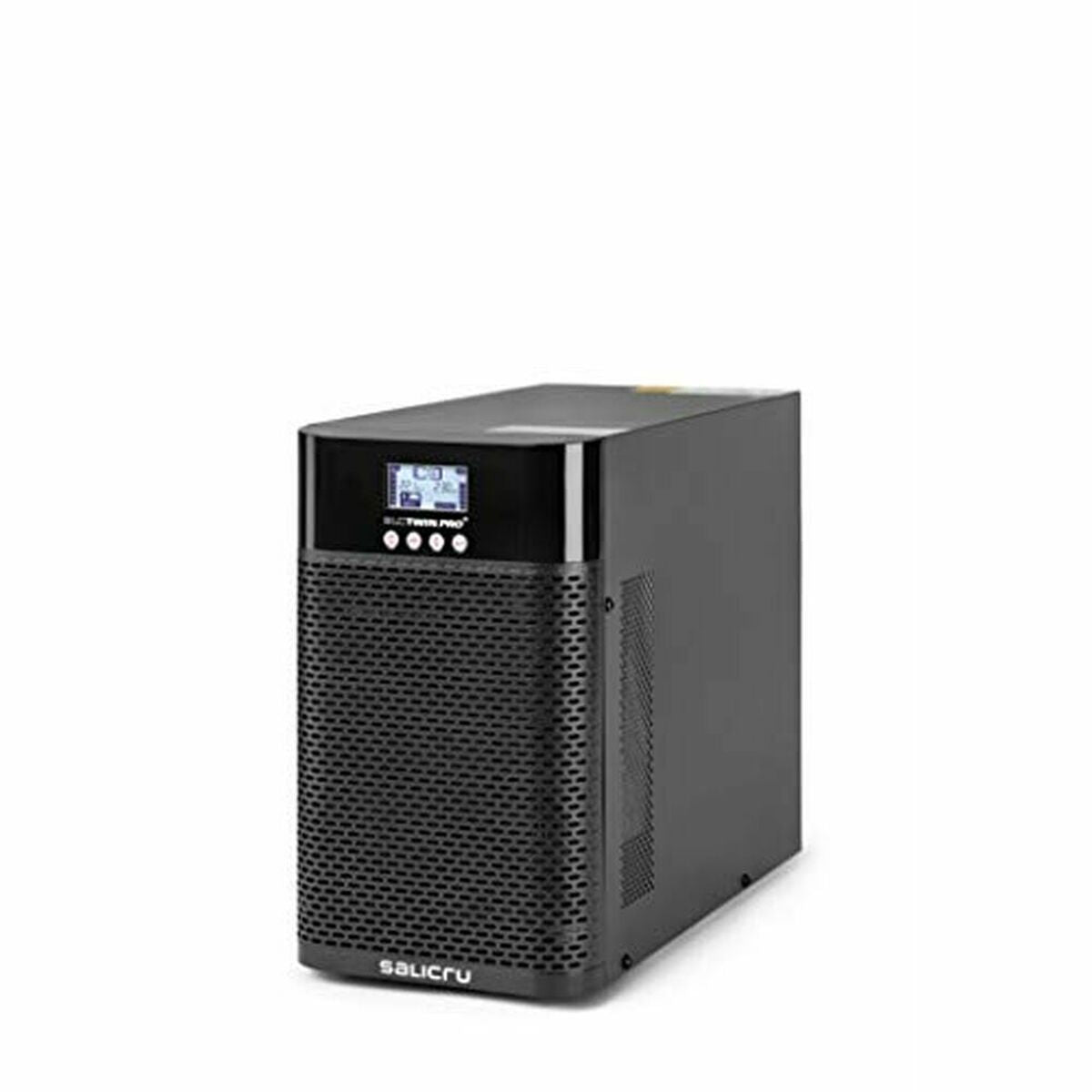 Black power supply unit with digital display on a white background