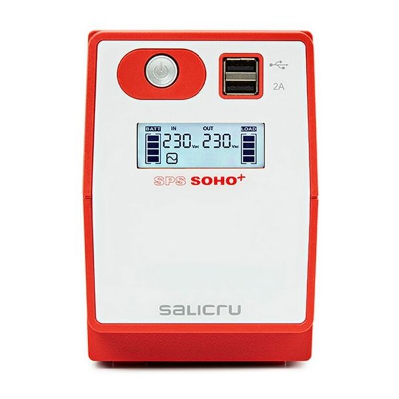 Red and white power station with digital display on a white background