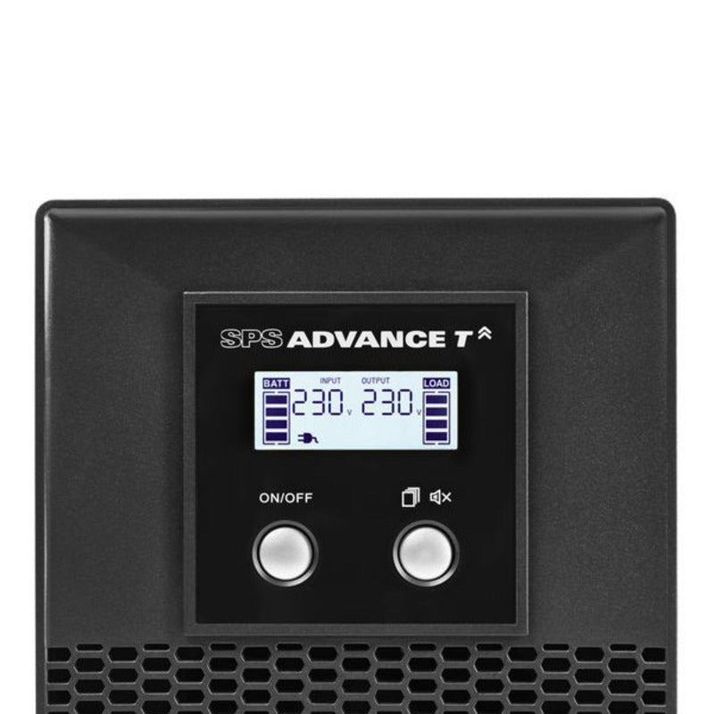 Black power supply unit with digital display and control buttons on a white background
