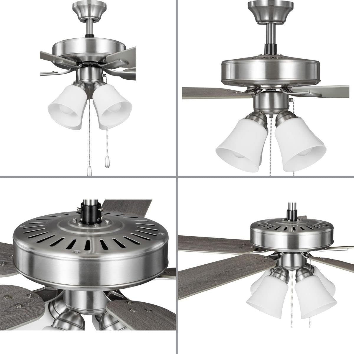 Air Pro Brushed Nickel 52 Inch Sophisticated Ceiling Fan