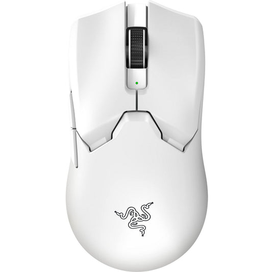 White gaming mouse with Razer logo on a white background. magnetic switch rapid trigger gaming keyboard. Axis-Dynamics