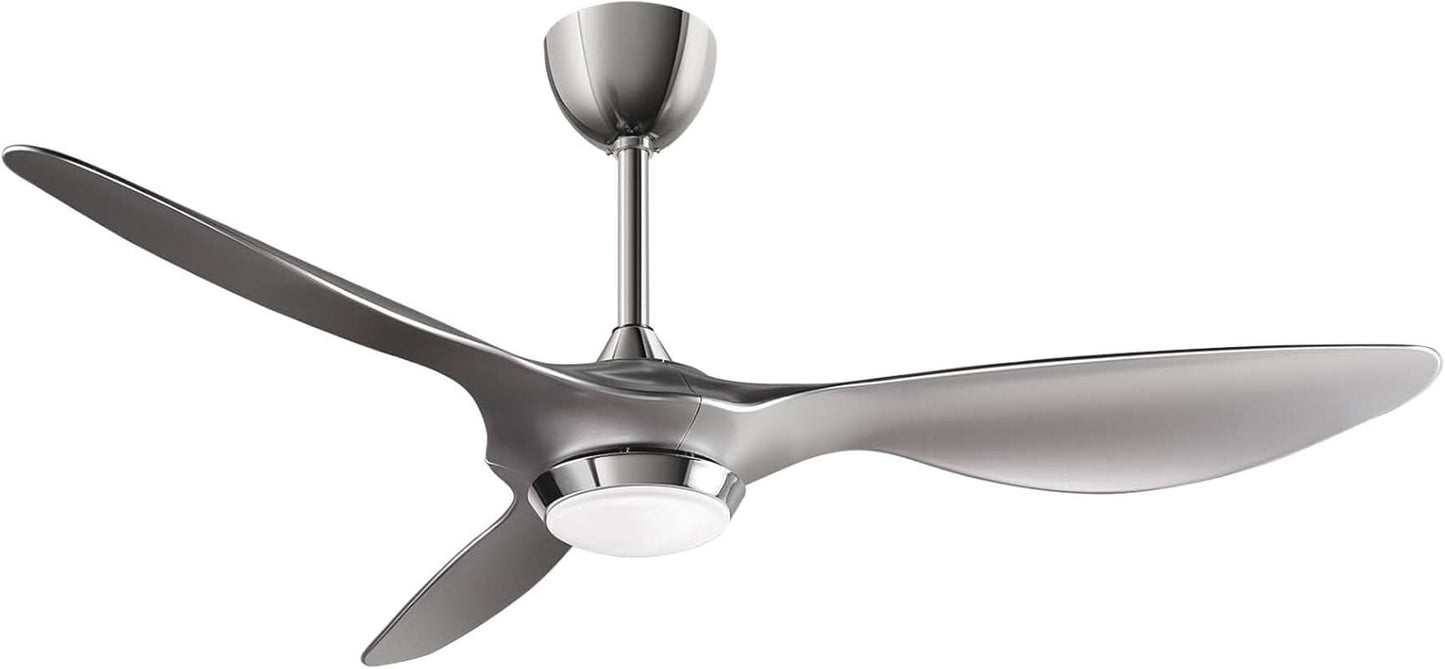 Modern ceiling fan with three blades on a white background