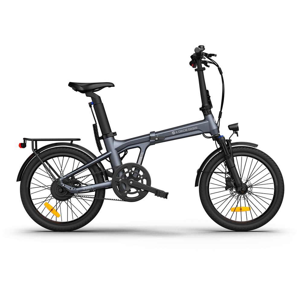 Gray folding bike on a white background