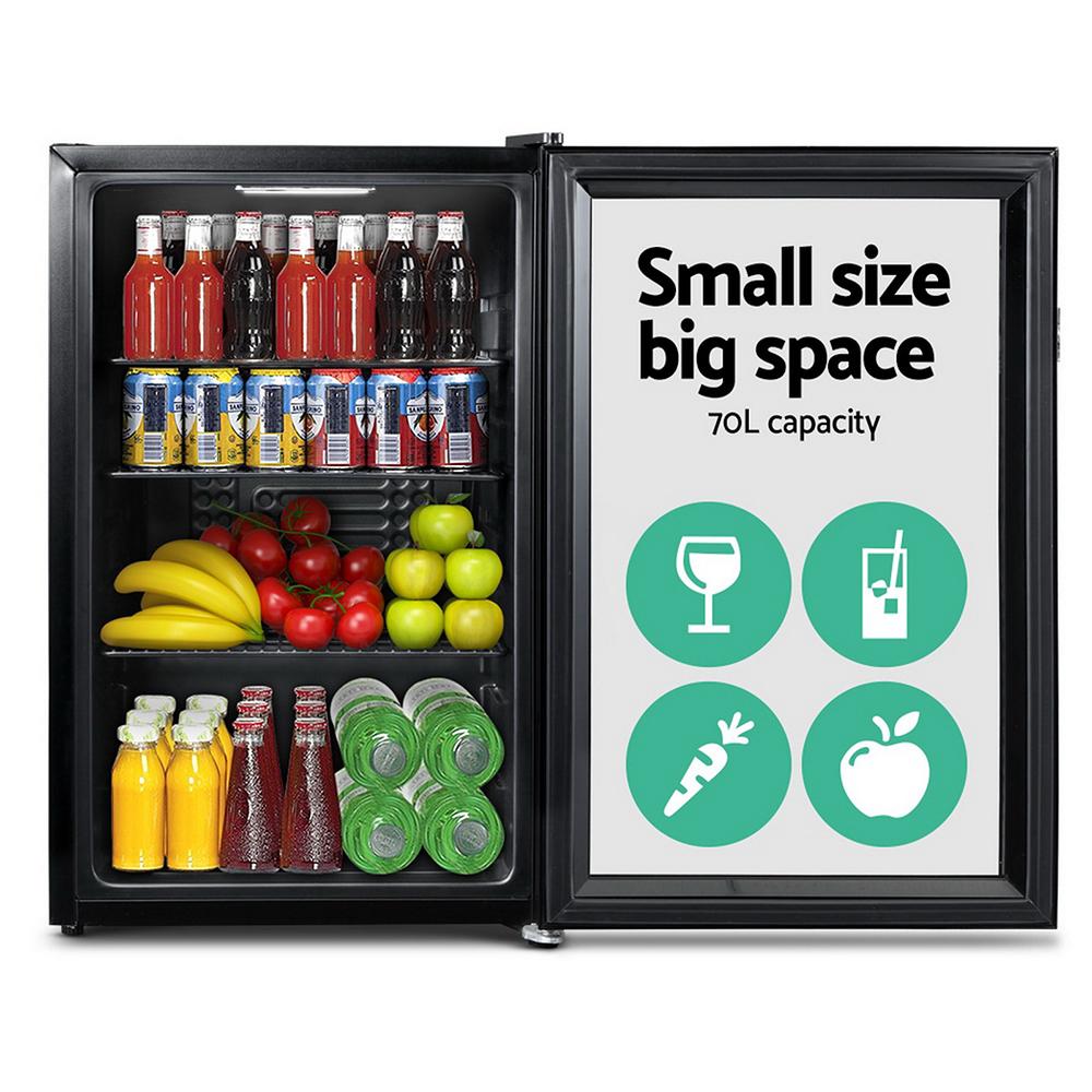 Devanti 70L Bar Fridge Glass Door Mini Countertop Freezer Fridges