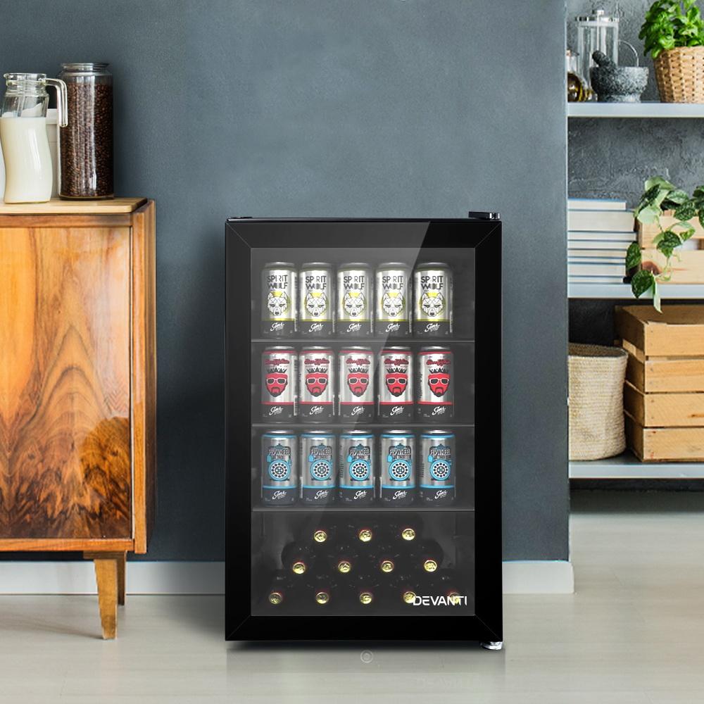 Devanti 70L Bar Fridge Glass Door Mini Countertop Freezer Fridges