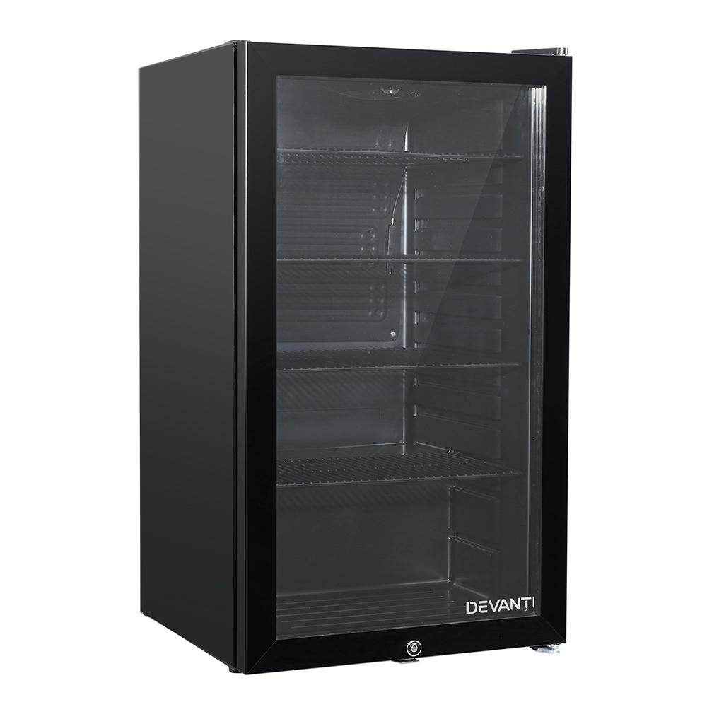 Devanti 98L Bar Fridge Glass Door Mini Freezer Fridges Countertop