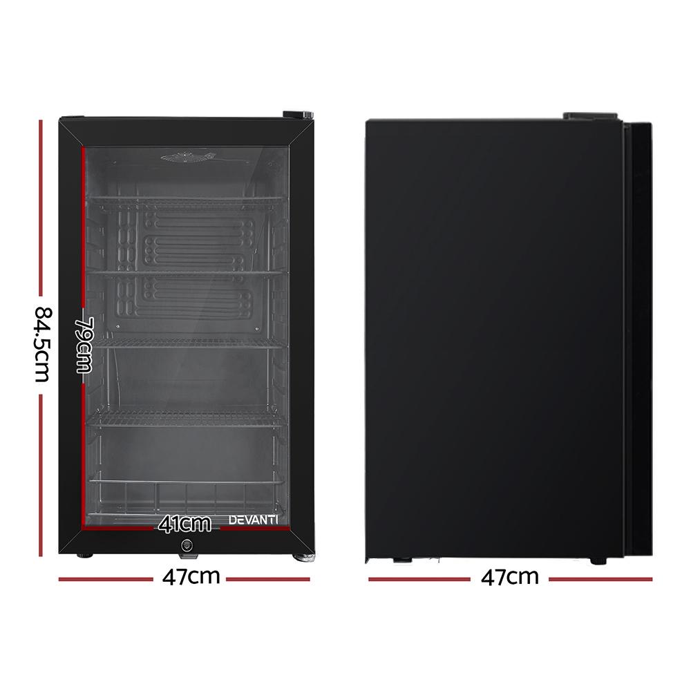 Devanti 98L Bar Fridge Glass Door Mini Freezer Fridges Countertop