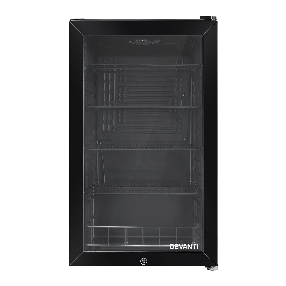Devanti 98L Bar Fridge Glass Door Mini Freezer Fridges Countertop