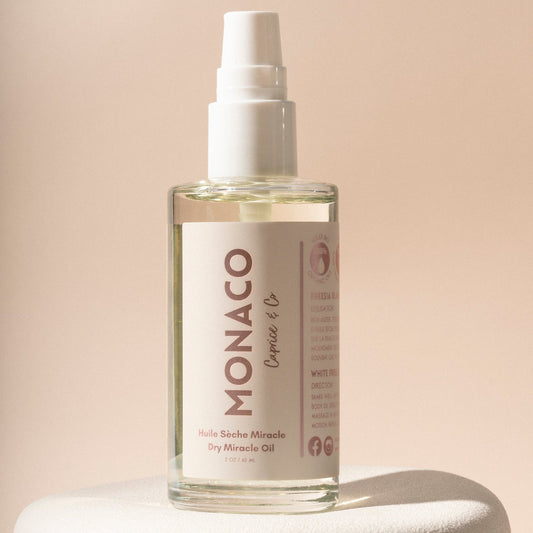 Bottle of Monaco skincare product on a beige background. deep hydrating body butter for winter dry skin