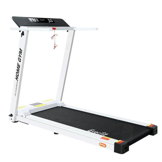 Treadmill with digital display on a white background
