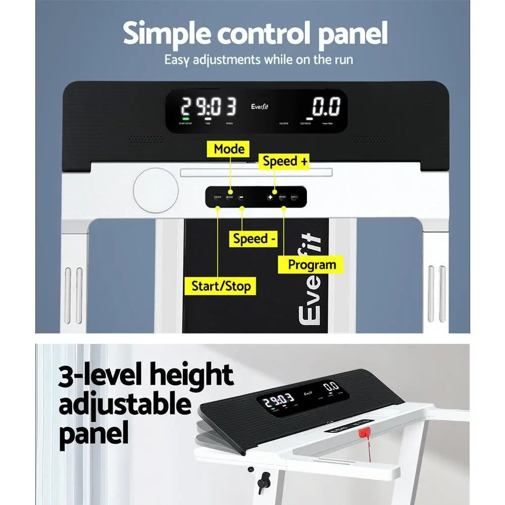 Treadmill control panel with digital display and adjustment buttons on a gray background