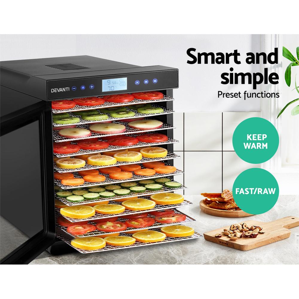 Devanti Food Dehydrators Stainless Steel Jerky Dehydrator Fruit Dryer