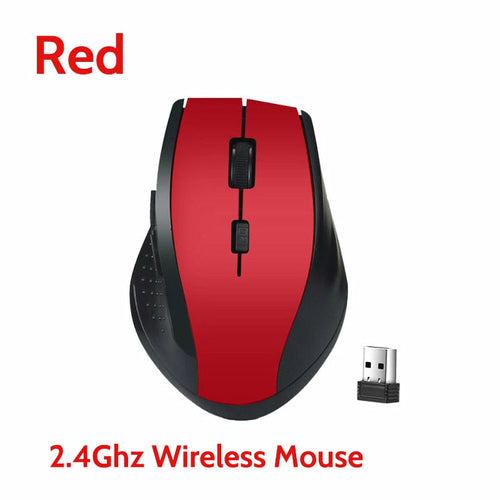 Red and black wireless mouse with USB receiver on a white background. Best electronics online store near me. Axis-Dynamics