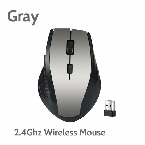 Gray 2.4Ghz wireless mouse with USB receiver on a white background. Best electronics online store near me. Axis-Dynamics