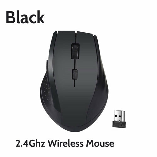 Black 2.4Ghz wireless mouse with receiver on a white background. Best electronics online store near me. Axis-Dynamics
