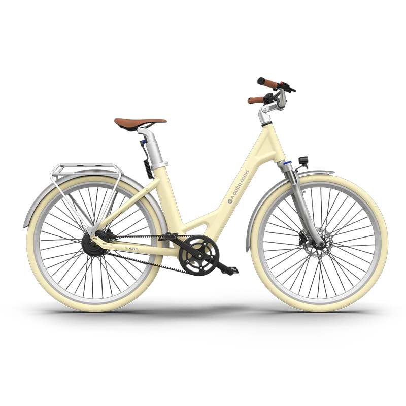 Beige bicycle on a white background